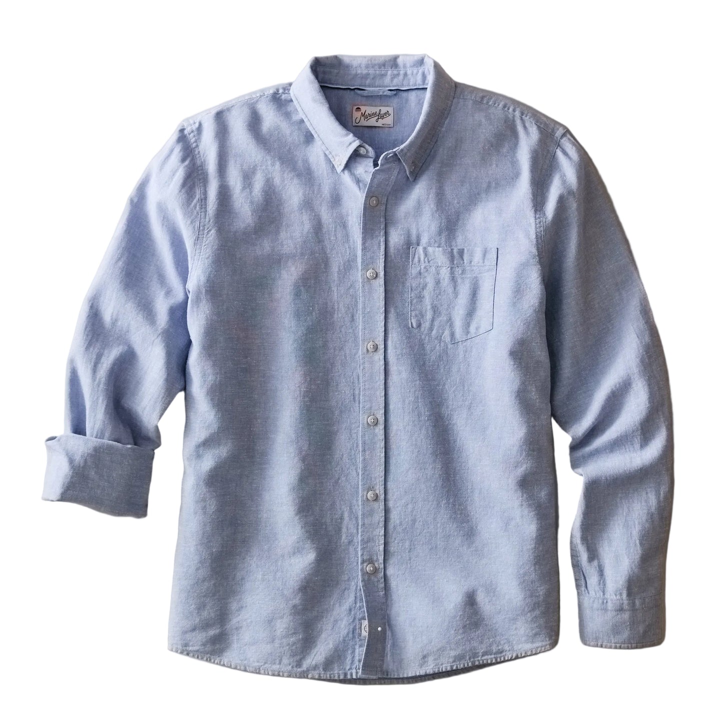 Marine Layer Chambray Better-Than-Linen Long Sleeve Shirt