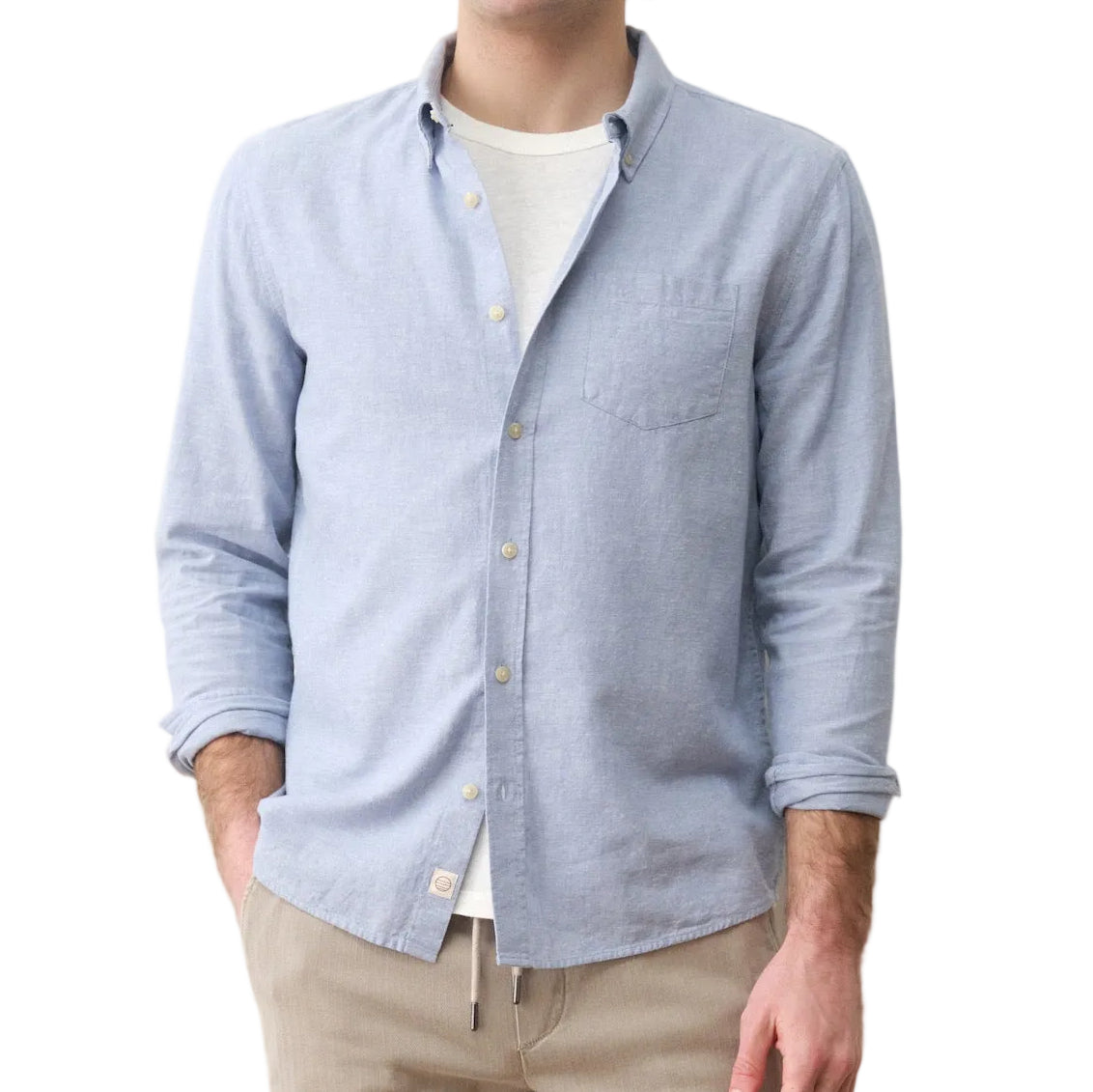 Marine Layer Chambray Better-Than-Linen Long Sleeve Shirt