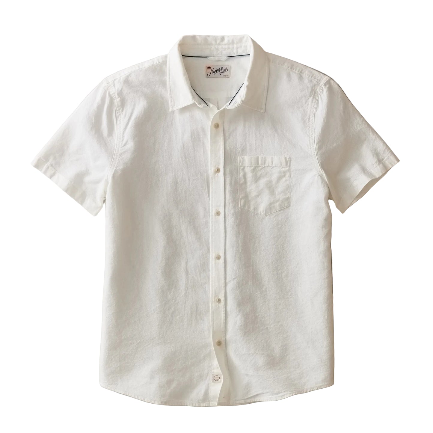 Marine Layer White Better-Than-Linen Short Sleeve Shirt