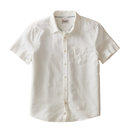 Marine Layer White Better-Than-Linen Short Sleeve Shirt