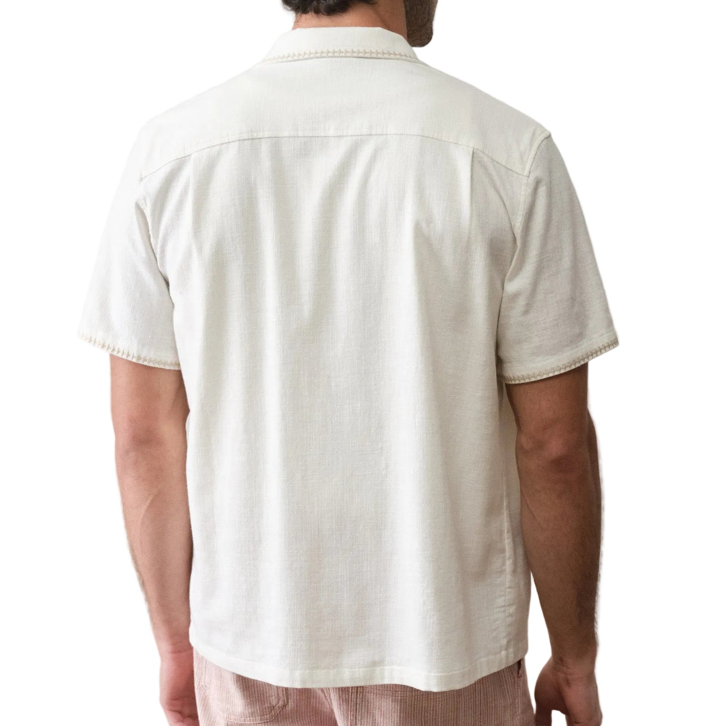 Marine Layer White Embroidered Resort Shirt