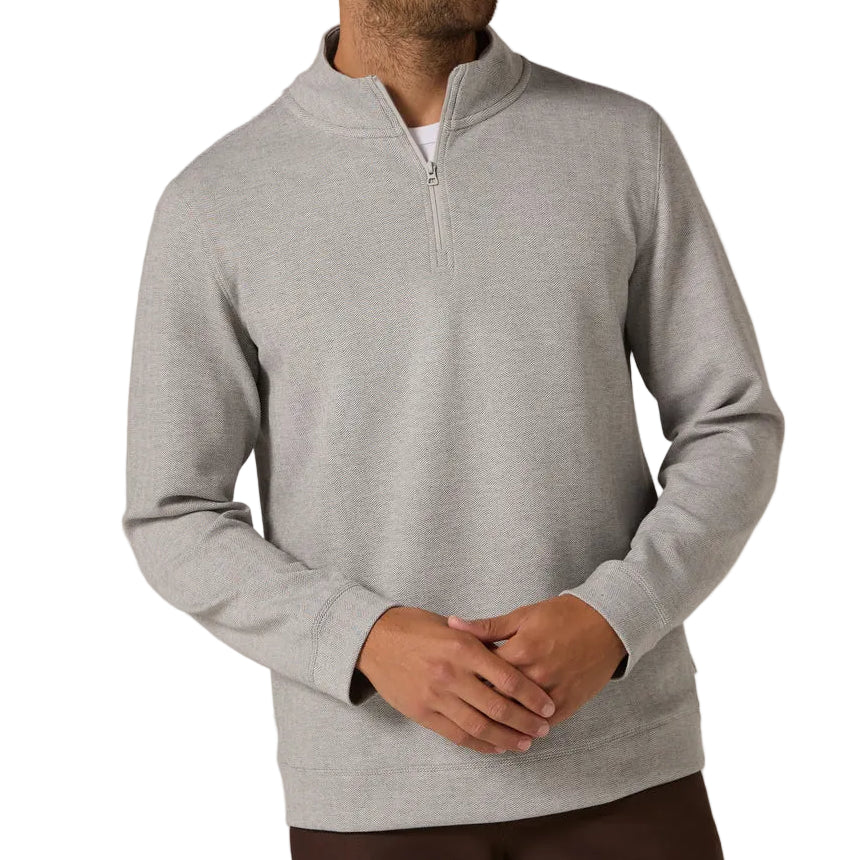 7 Diamonds Light Grey Ember Herringbone Quarter Zip