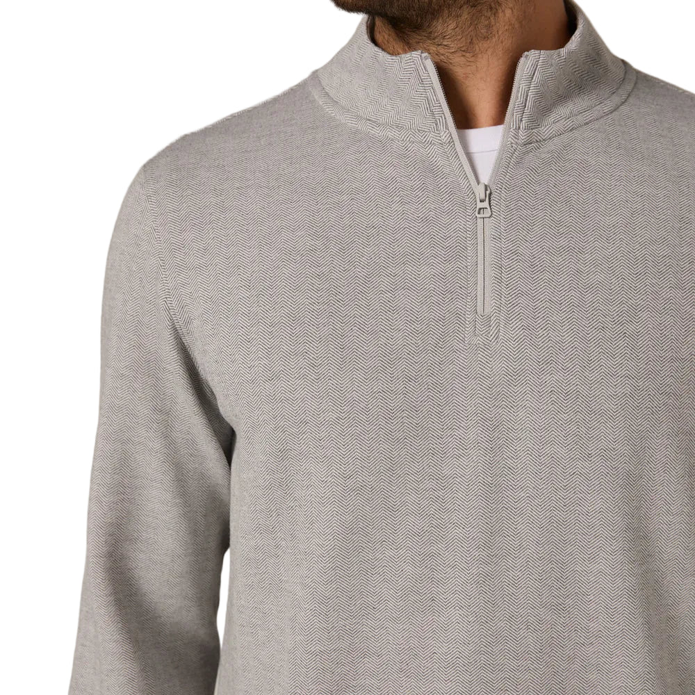 7 Diamonds Light Grey Ember Herringbone Quarter Zip