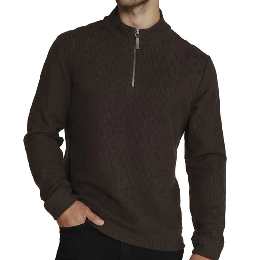 7 Diamonds Bark Monterey Textured Quarter Zip Pullover