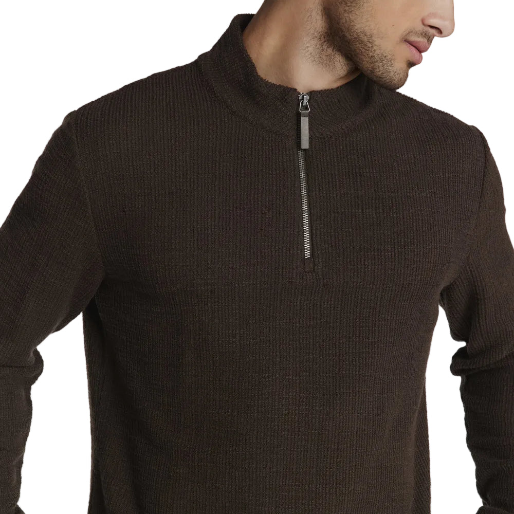 7 Diamonds Bark Monterey Textured Quarter Zip Pullover