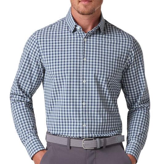 Mizzen+Main Dark Slate Plaid Leeward Long Sleeve Shirt