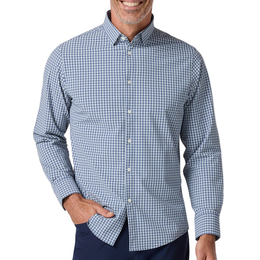 Mizzen+Main Aluminum Crew Gingham No Tuck Leeward Shirt