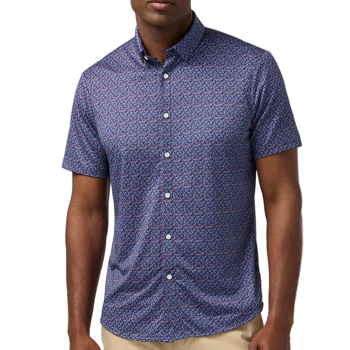 Mizzen+Main Midnight Navy Variegated Leaf Halyard Shirt