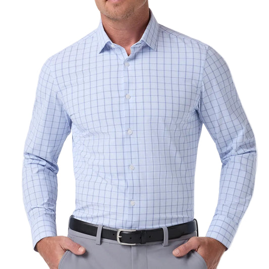 Mizzen+Main Cloud Blue Hampton Plaid Leeward Shirt