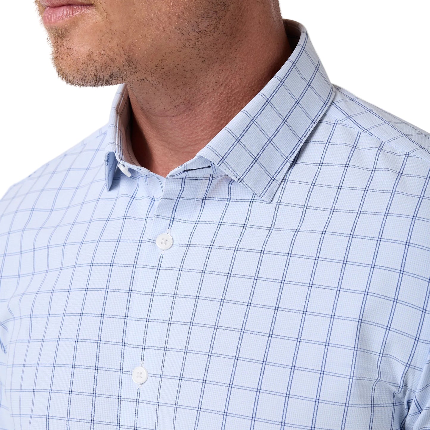 Mizzen+Main Cloud Blue Hampton Plaid Leeward Shirt