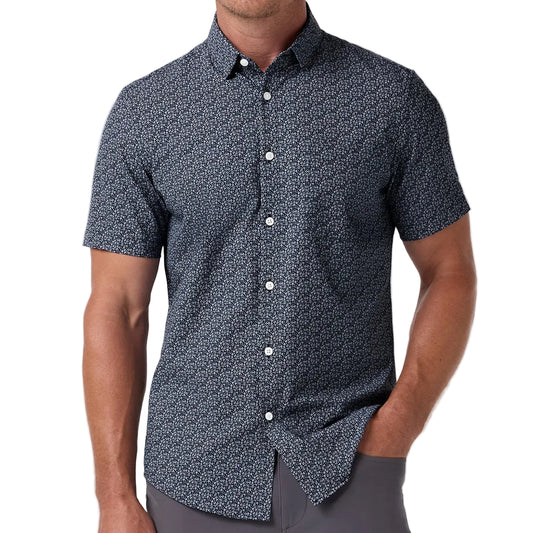 Mizzen+Main Navy Ditsy Leeward Short Sleeve Shirt