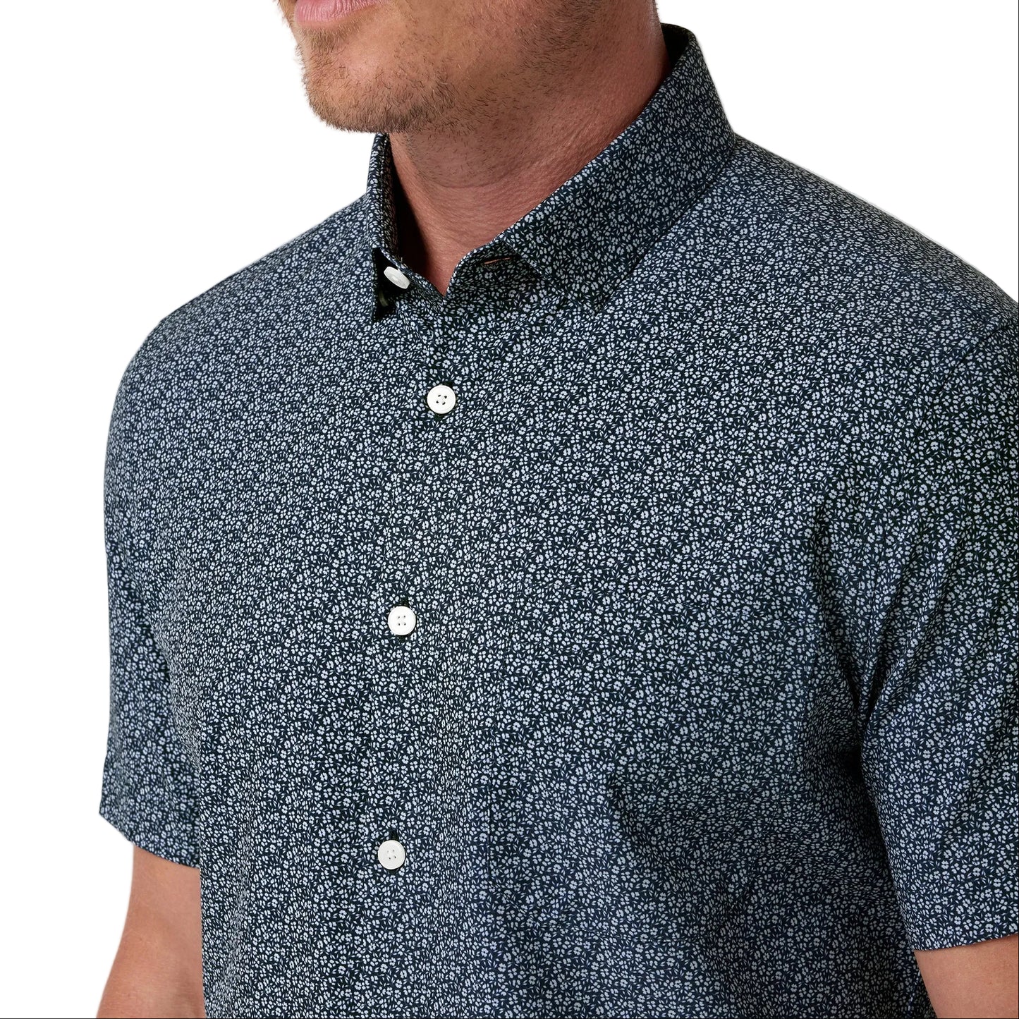 Mizzen+Main Navy Ditsy Leeward Short Sleeve Shirt