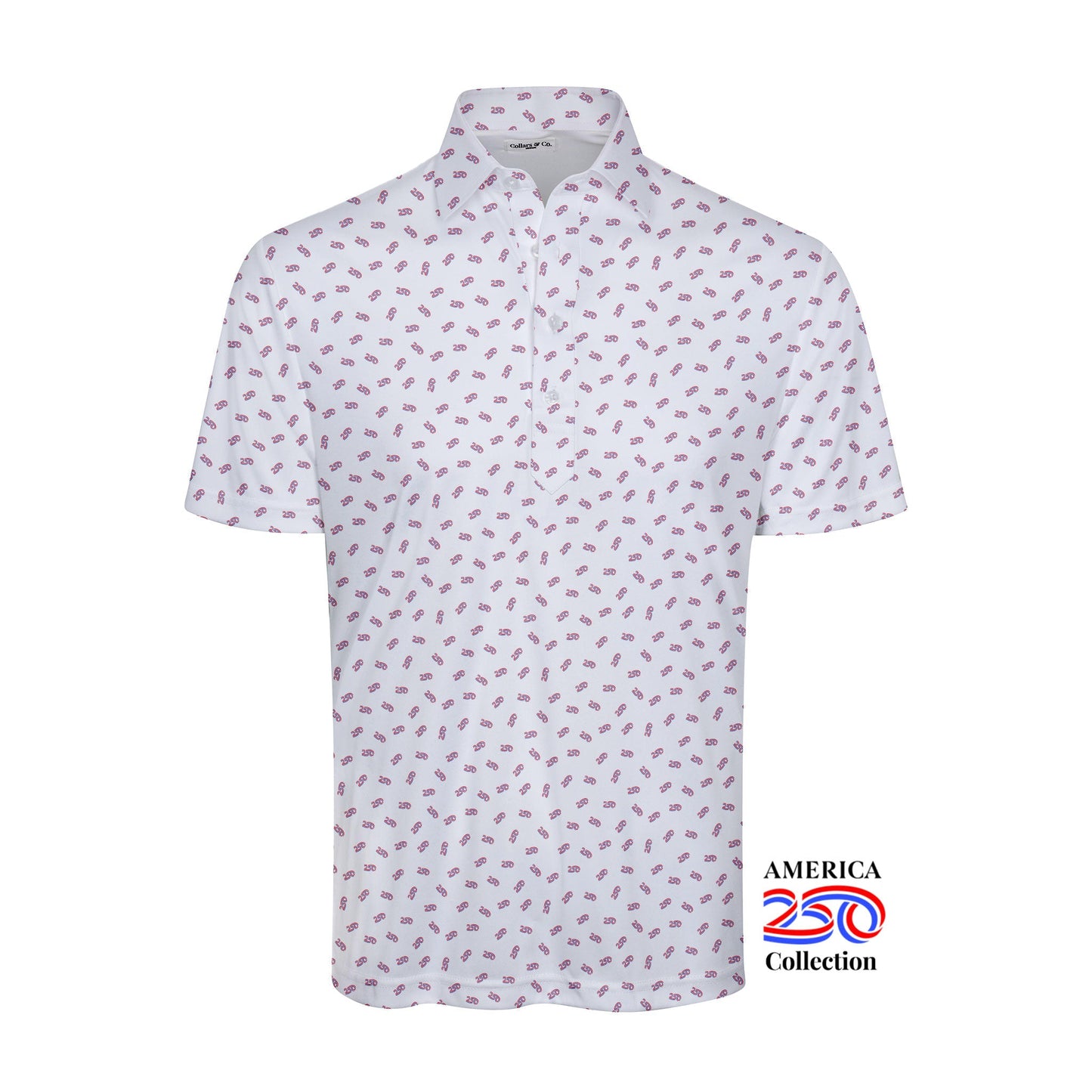 Collars & Co. America 250 White Featherweight Flex Polo