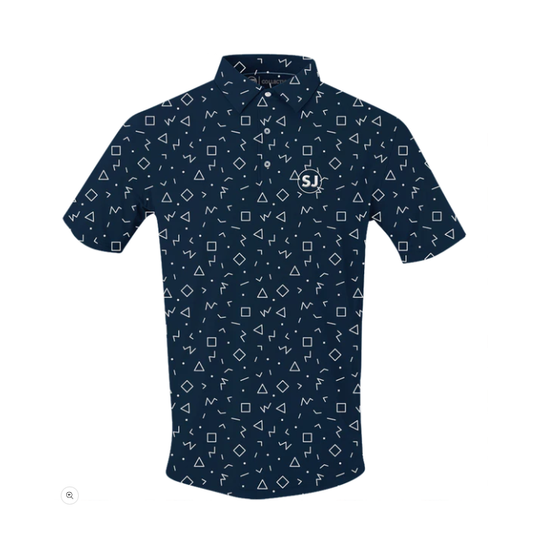 Memphis Geometric Men's Short Sleeve Performance Polo