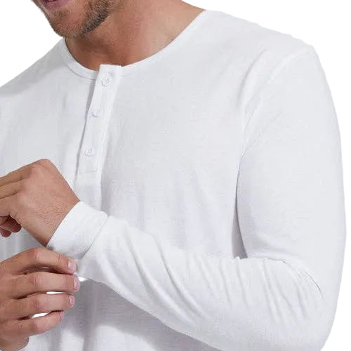 True Classic White Long Sleeve Henley
