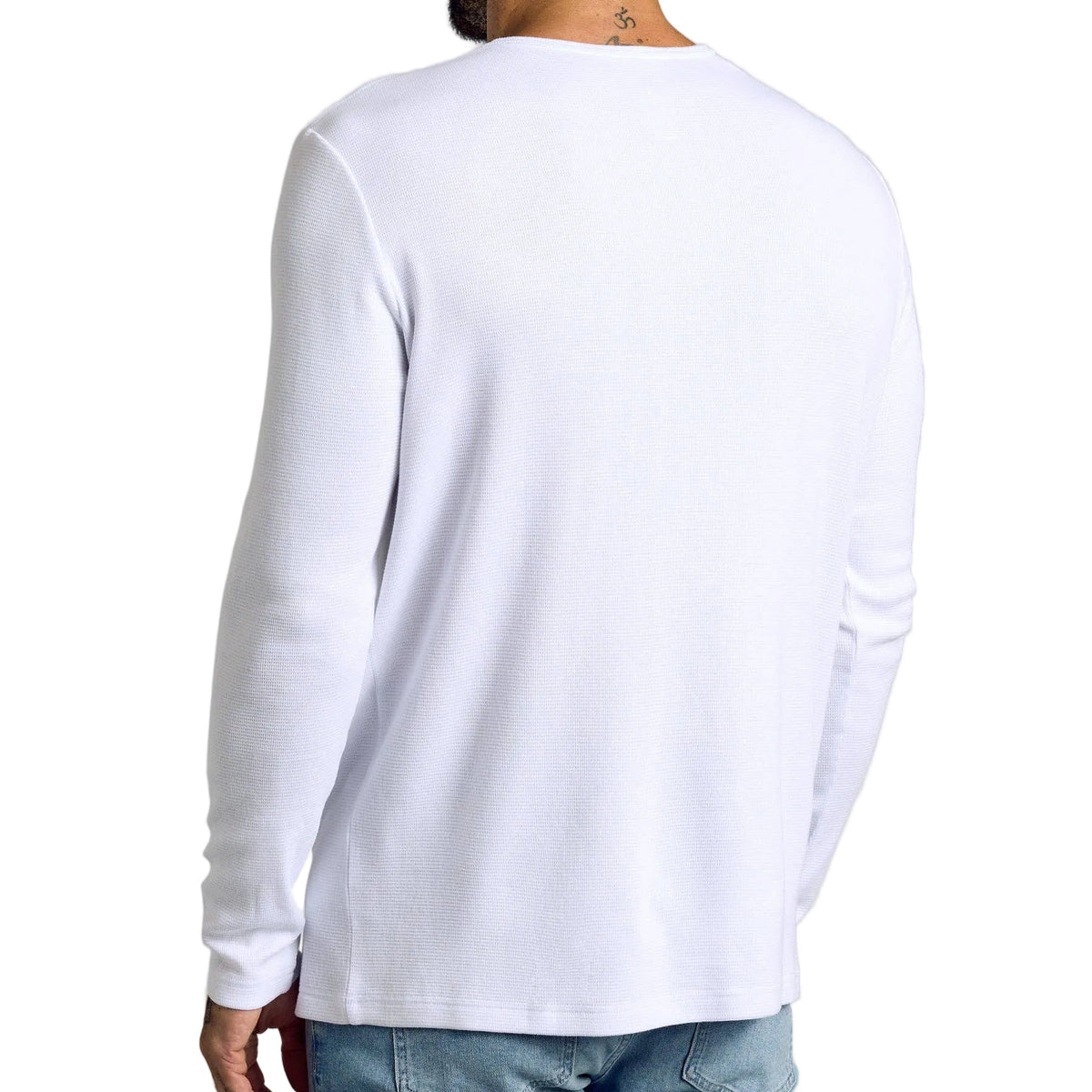 True Classic White Waffle Long Sleeve Henley