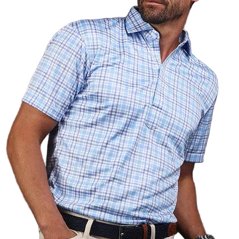 Collars & Co. Sea Island Blue and Purple Plaid Polo