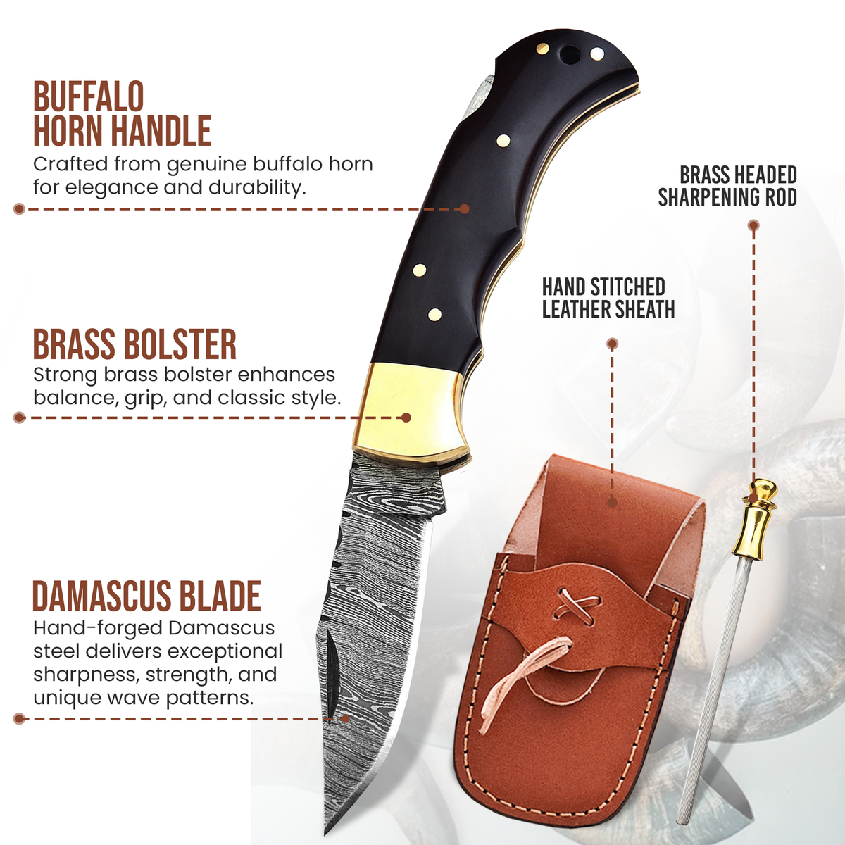 6.5" Handmade Damascus Folding Knife