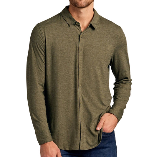 True Classic Dark Heather Military Green Long Sleeve Comfort Shirt