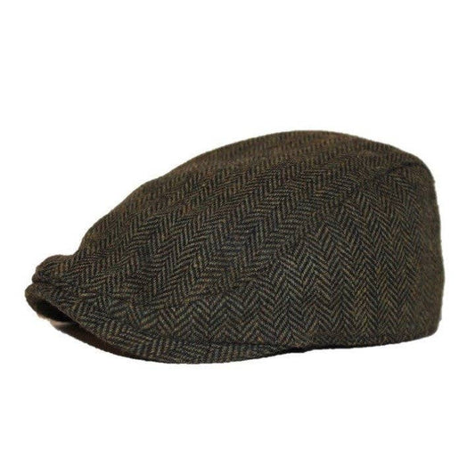 The Original Boston Scally Cap - Dark Olive Green Herringbone