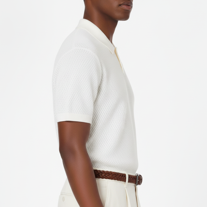 Hawk's Bay White Textured Polo Shirt