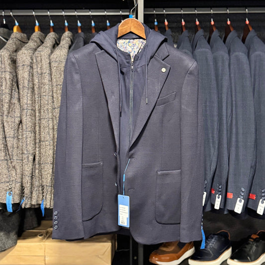 The Crafted Stag Supply Navy Hooded Sport Coat