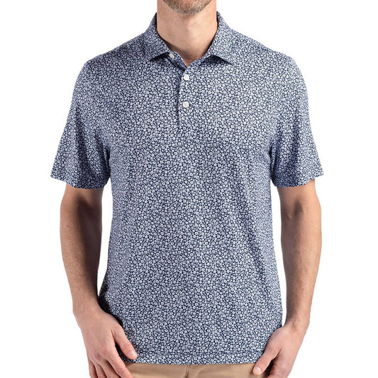 Cutter & Buck Navy Blue Pike Eco Flora Print Polo