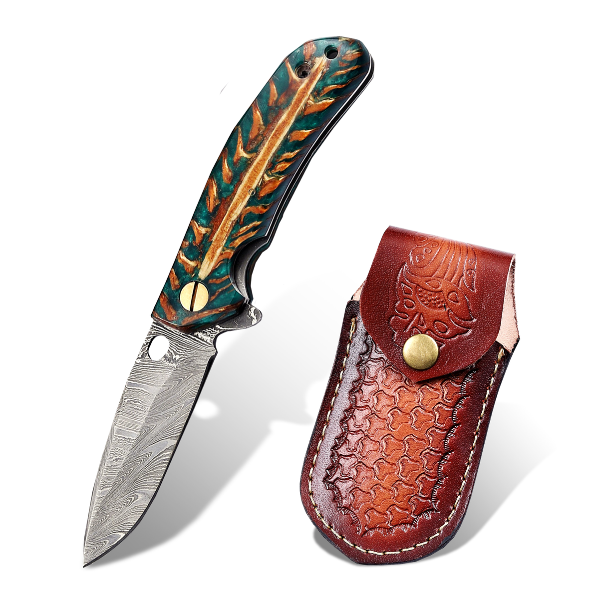 7.2" Handmade Damascus Pocket Knife