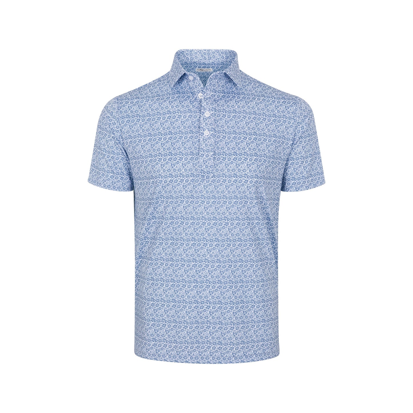 Collars & Co. Coastal Blue Floral Featherweight Flex Polo