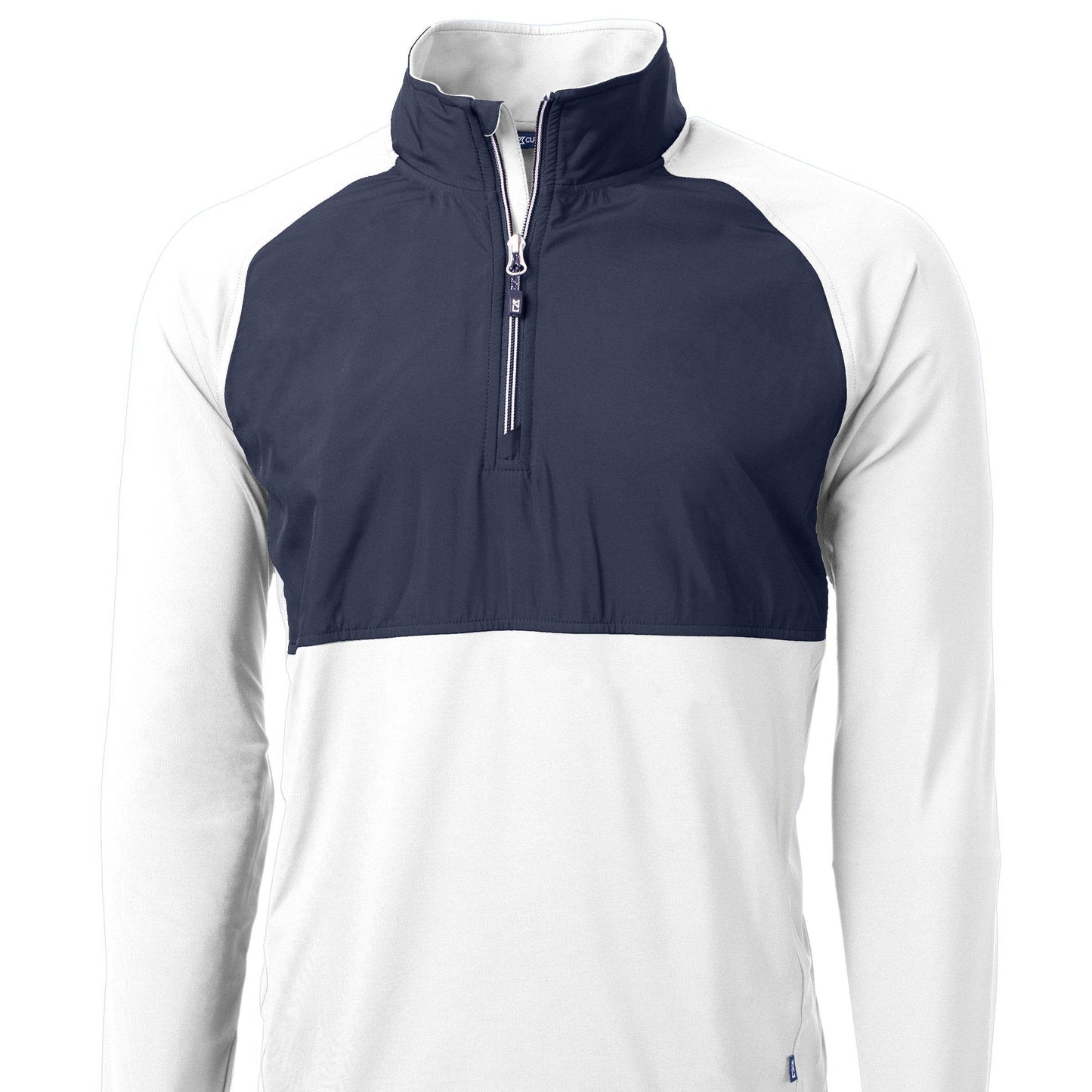 Cutter & Buck White & Navy Adapt Eco Knit Quarter Zip