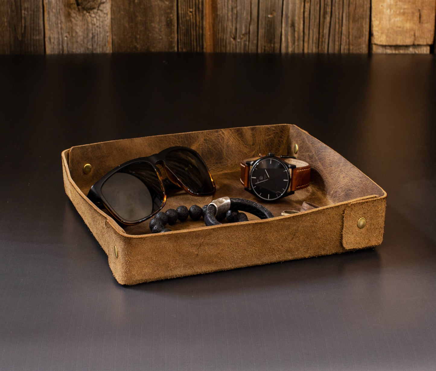 Leather Valet Tray - Single Layer