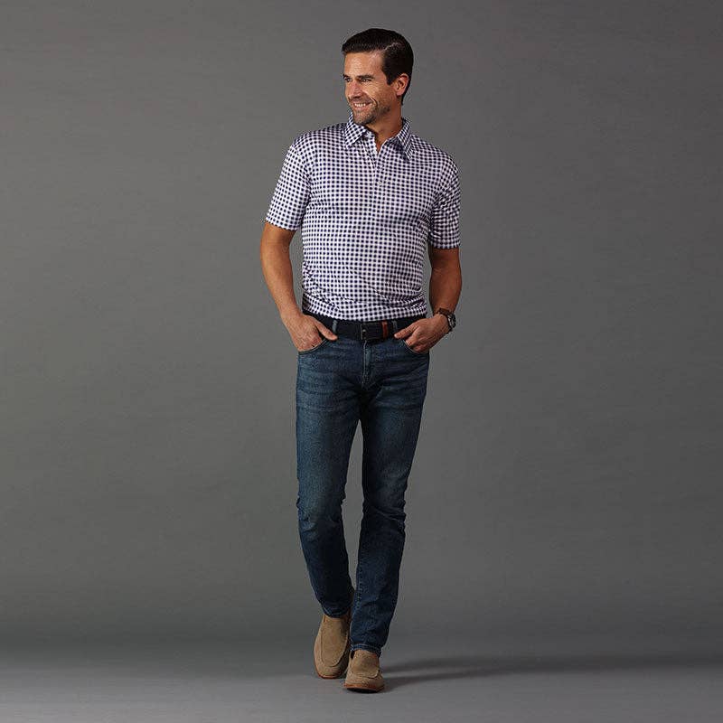 The Original Dress Collar Polo™ Navy Gingham