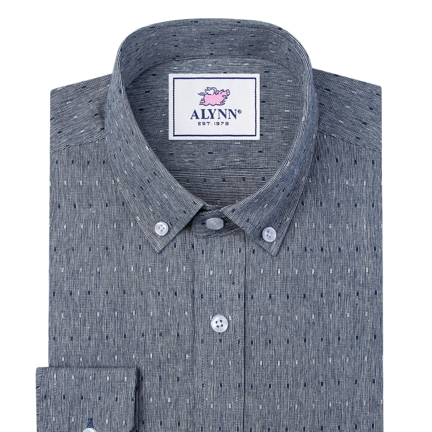 Alynn Mason Navy Untuckable Casual Fit Dress Shirt Navy