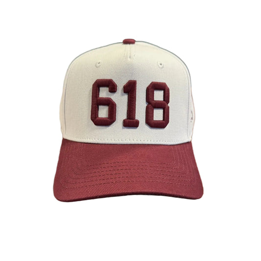 618 Maroon and White Snapback Hat