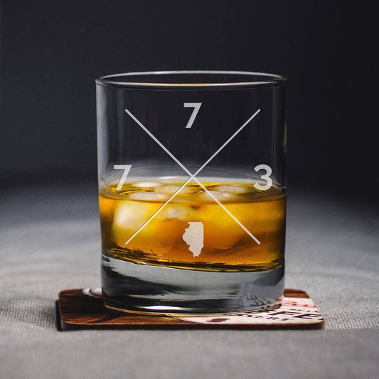 217 Area Code and Illinois Whiskey Rocks Glass