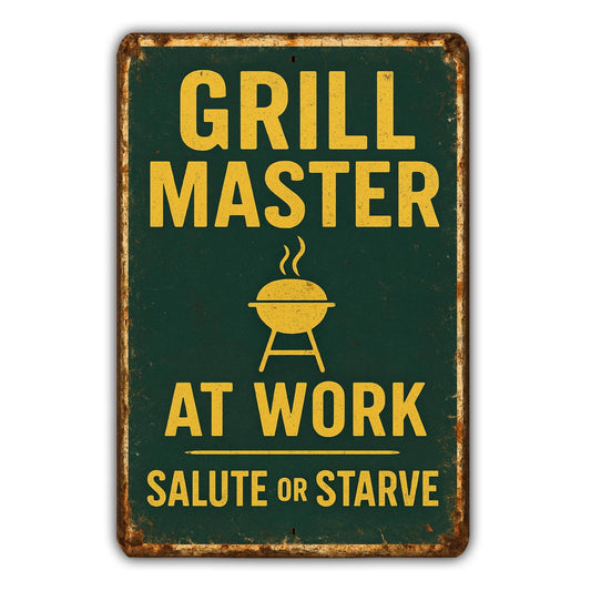Grill Master At Work Metal Sign