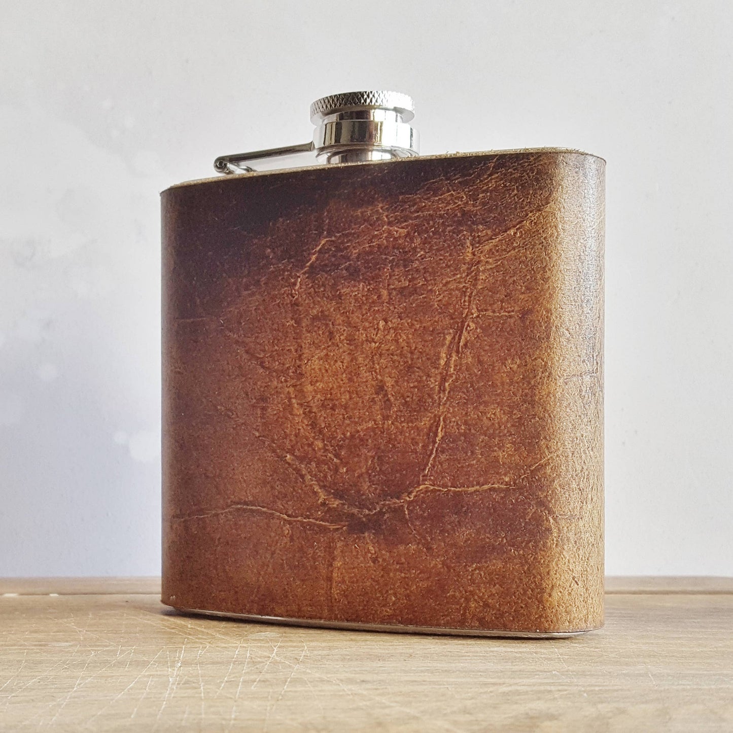 Oak Coloured Leather Flask