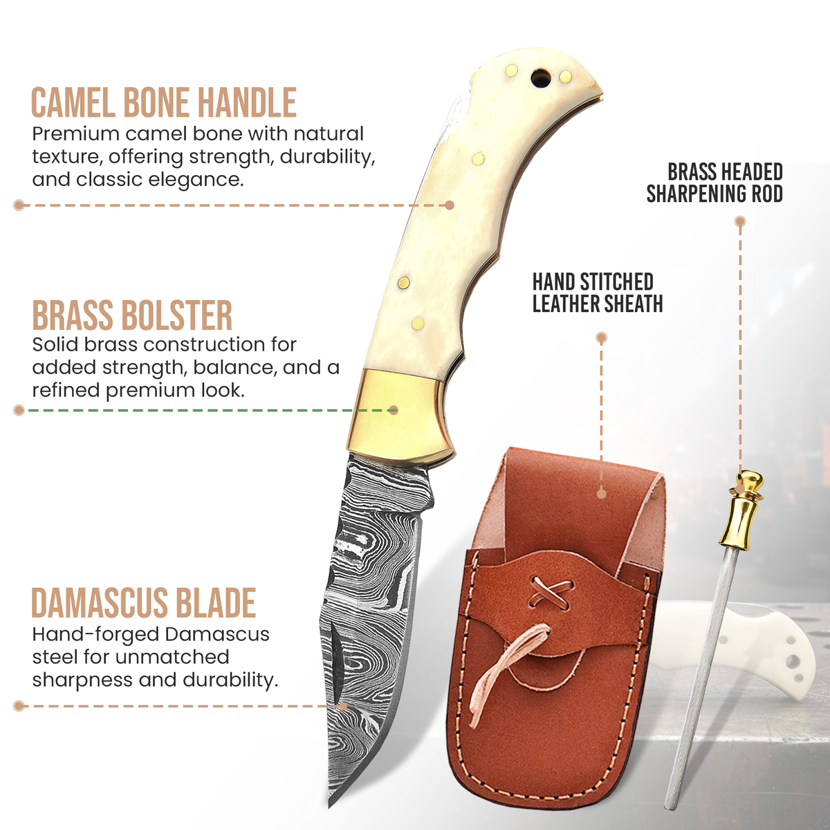 6.5" Handmade Damascus Folding Knife
