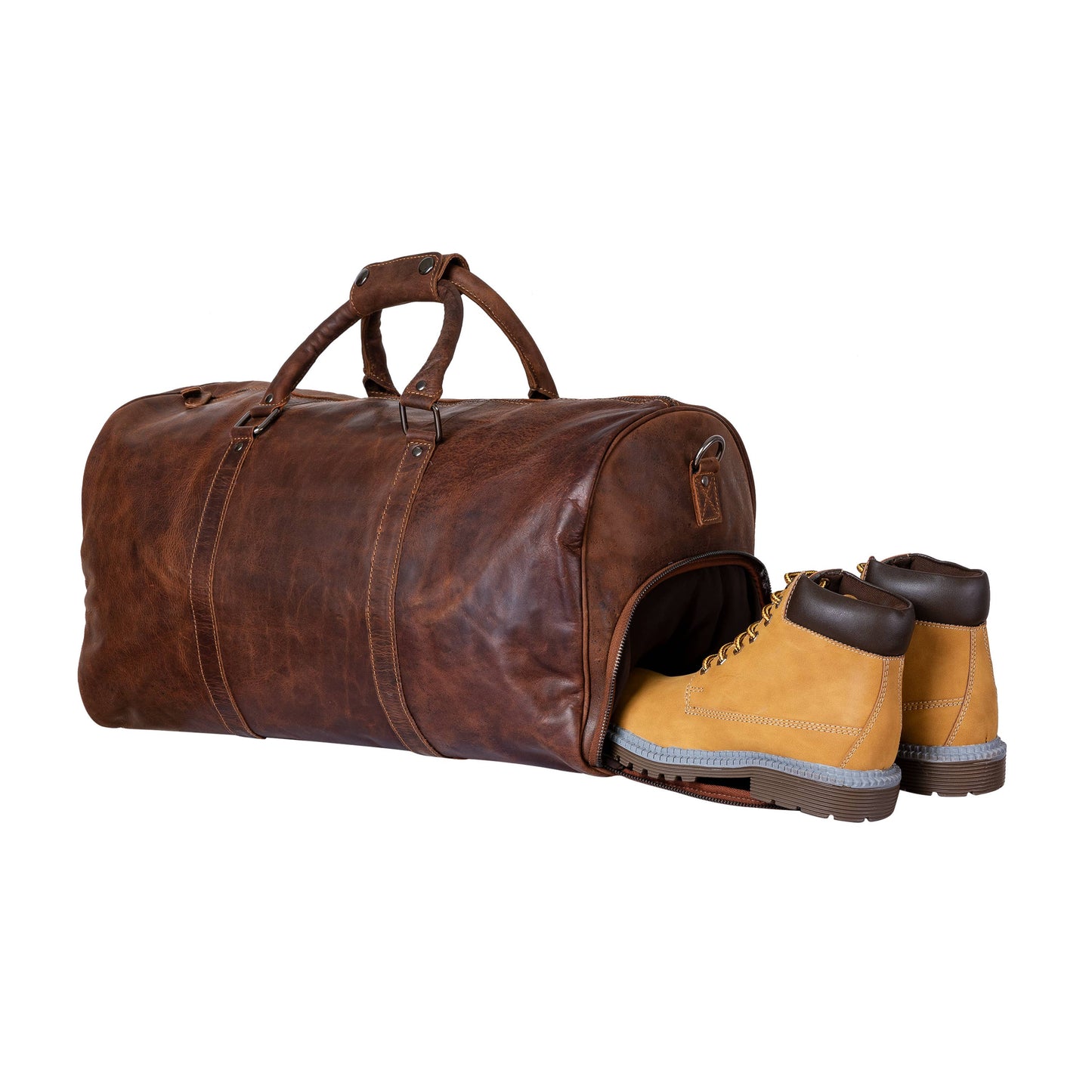 Leather Overnight Bag Milan - Rugged Leather - Sandal