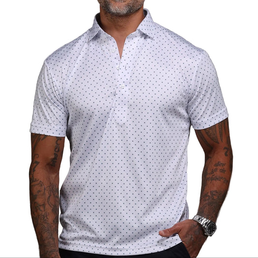Collars & Co. White Pebble Beach 5 Diamond Semi-Spread Collar Polo
