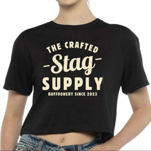 The Crafted Stag Supply Black Ladies Crop Top Tee