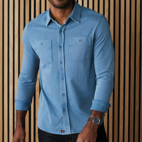 Lennox Jersey Button Up in Slate Blue