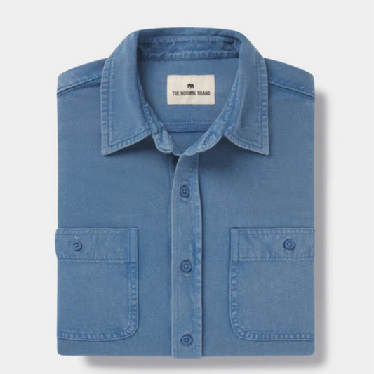 Lennox Jersey Button Up in Slate Blue