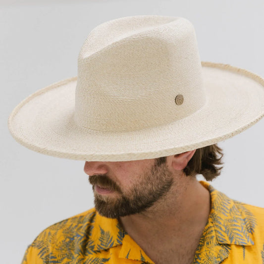 Two Roads Hat Co. BEALE STREET FLAT PENCIL-BRIMMED PALM FEDORA – IVORY