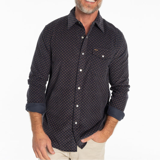 Criquet Navy Star Corduroy Long Sleeve Shirt