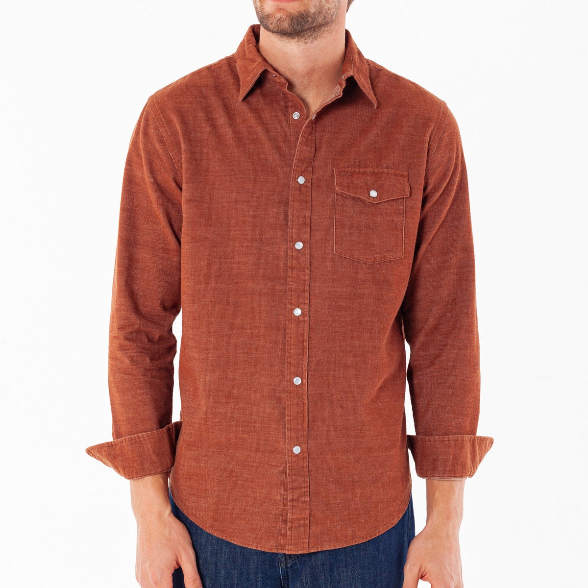 Criquet Whiskey Barrel Corduroy Pearl Snap Shirt