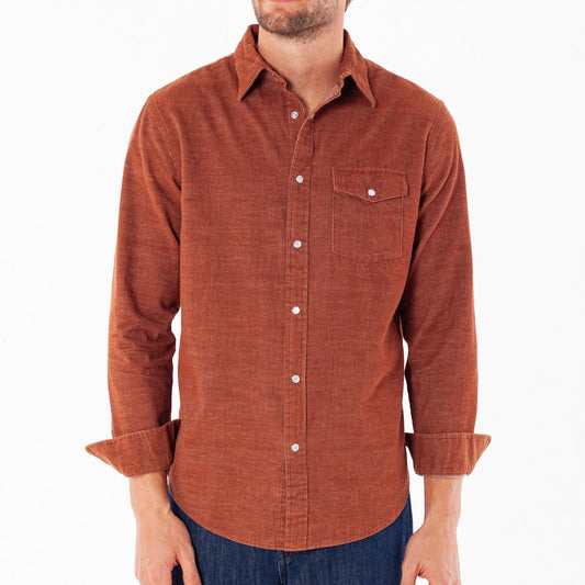 Criquet Whiskey Barrel Corduroy Pearl Snap Shirt