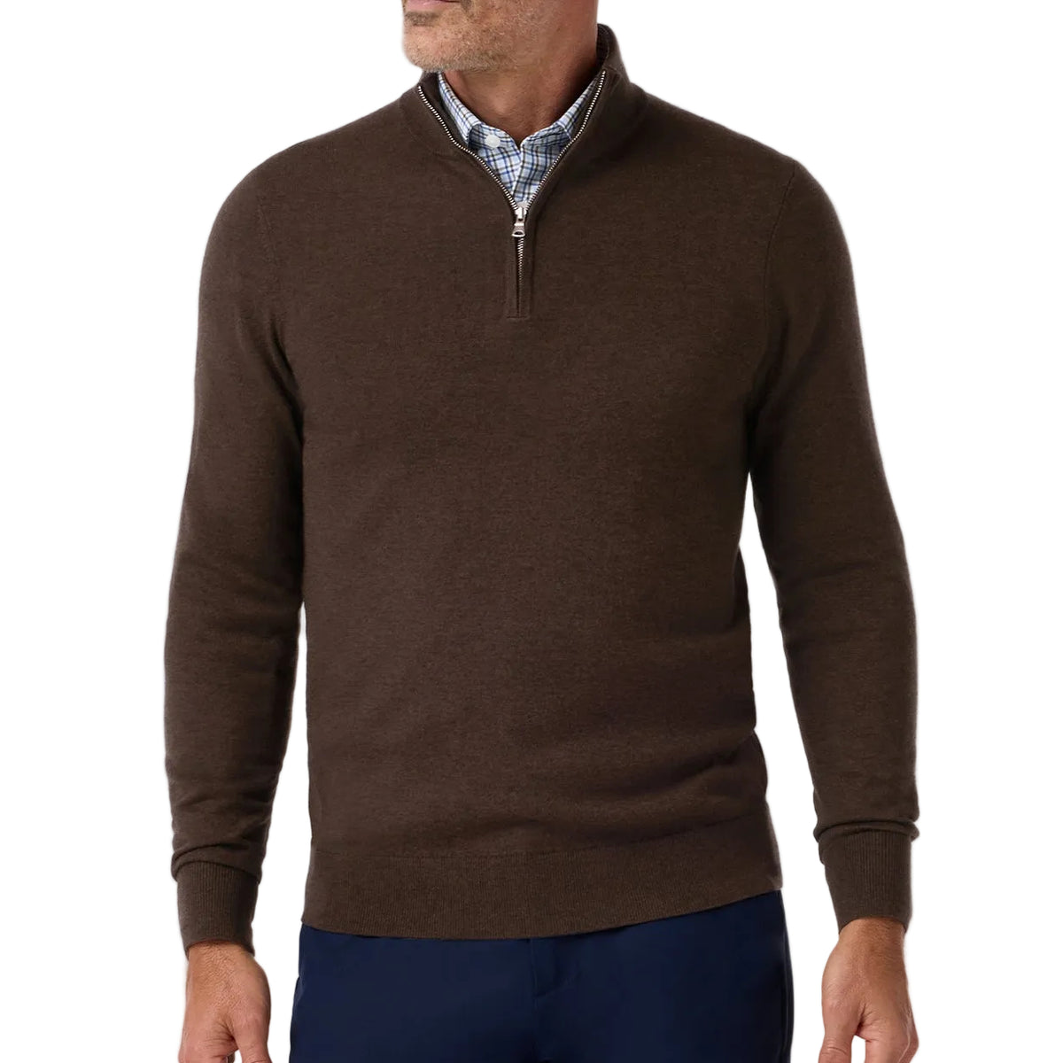 Mizzen+Main Espresso Heather Heritage Quarter Zip Sweater