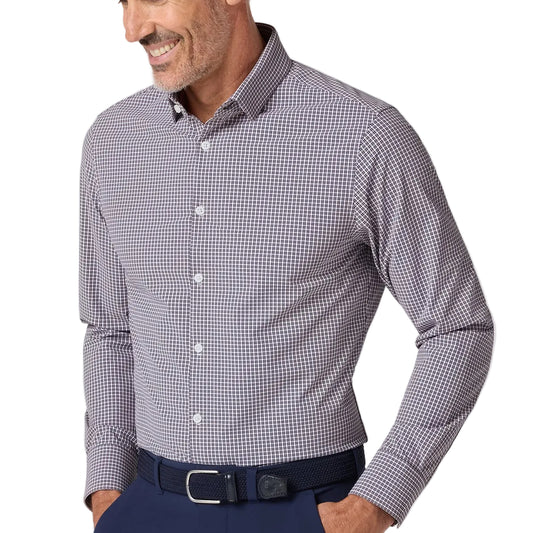 Mizzen+Main Eggplant Winston Check Leeward Long Sleeve Shirt