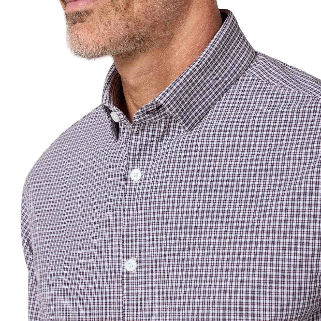 Mizzen+Main Eggplant Winston Check Leeward Long Sleeve Shirt